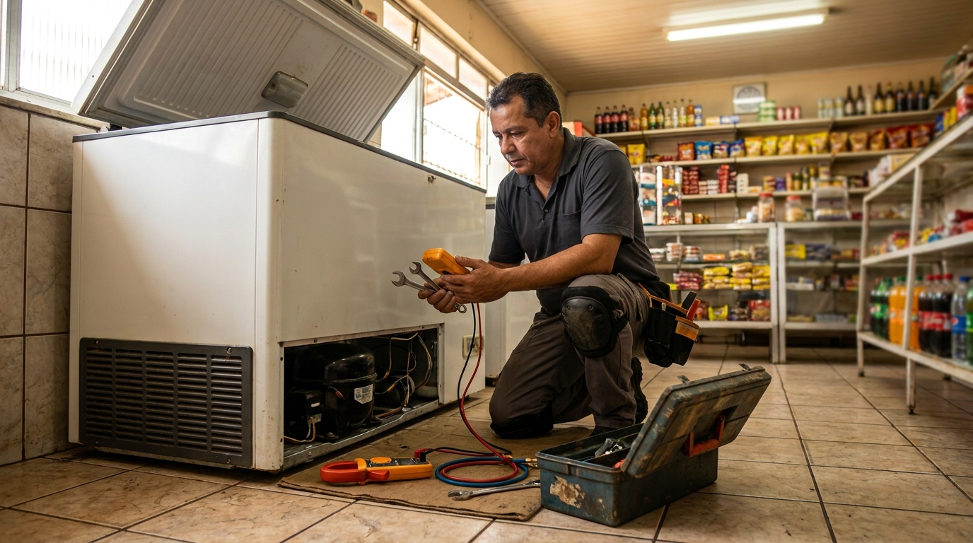 Técnico de conserto de freezer em residência na Ponte d’Uchoa, Recife‑PE
